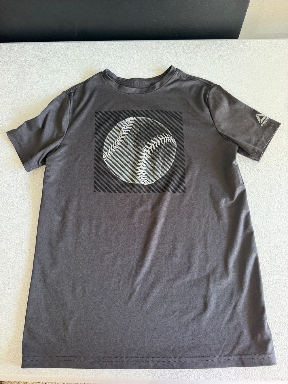 Reebok Boys Charcoal Gray Baseball Graphic Tee